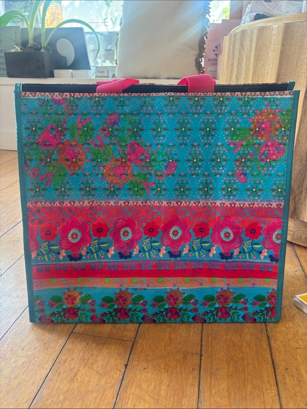 NATURAL LIFE Turquoise & Pink Floral Reusable Tote